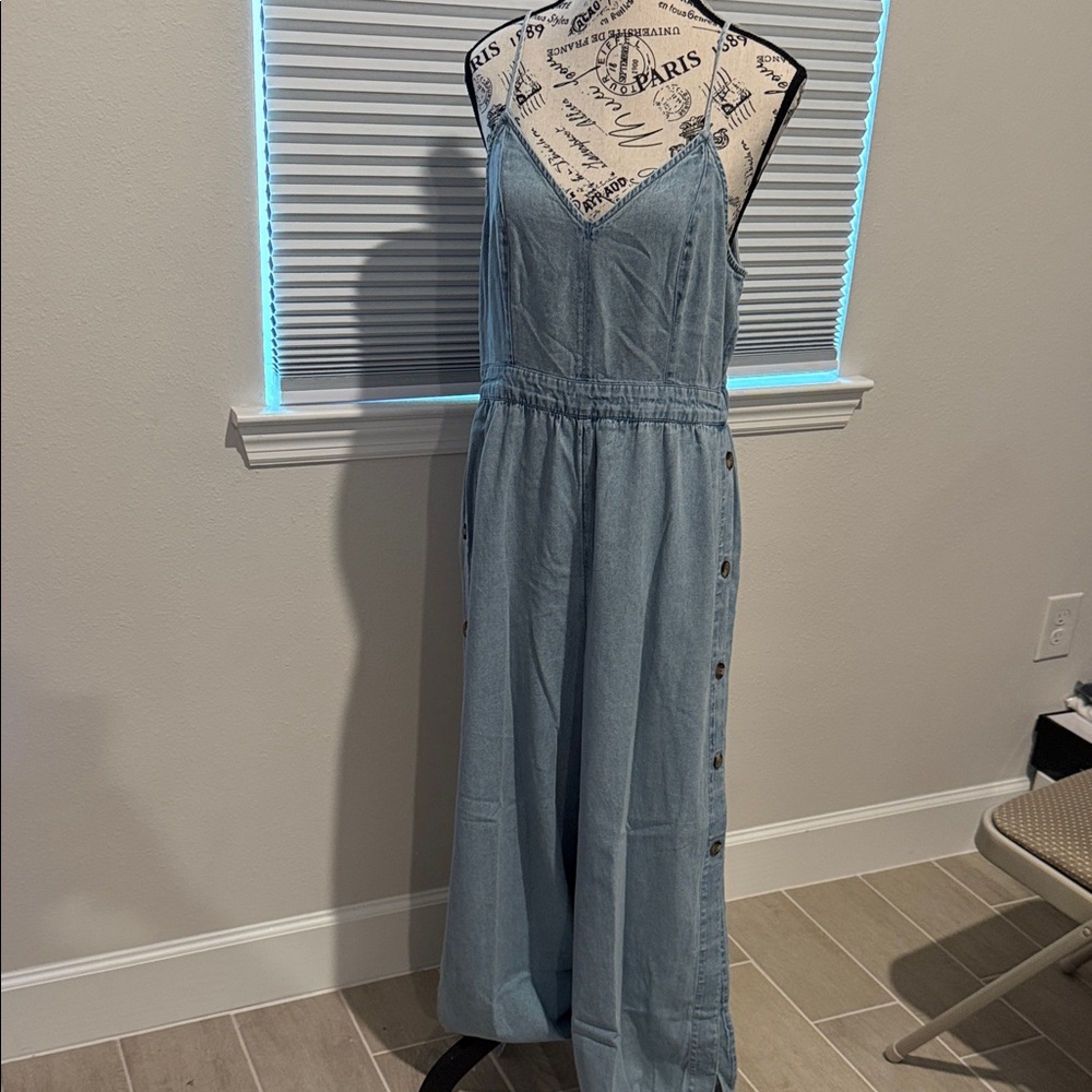 American Eagle Outfitters Light Blue Denim Jumpsuit
